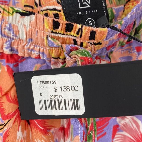 LF The Brand Womens Small Shorts Multicolor Floral Rayon Tropical Logo Cut Out - Picture 4 of 11